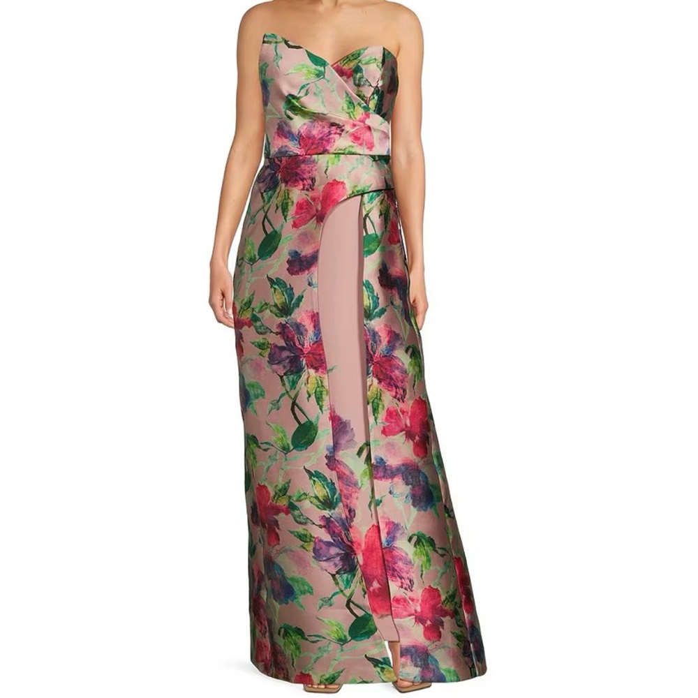 Floral Formal Strapless Maxi Dress